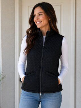 Straight Down Clothing Co. Women's Full Zip Quilted Vest Black Sz M
